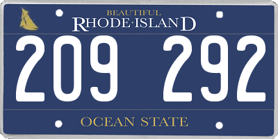 RI license plate 209292