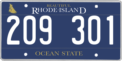 RI license plate 209301