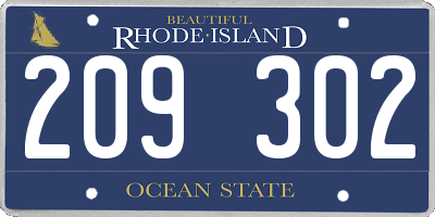 RI license plate 209302