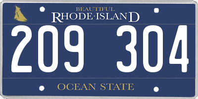 RI license plate 209304