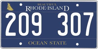 RI license plate 209307