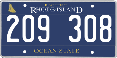 RI license plate 209308