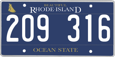 RI license plate 209316