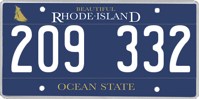 RI license plate 209332