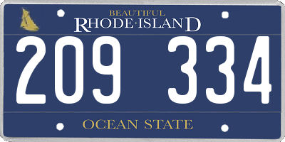 RI license plate 209334