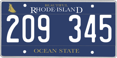 RI license plate 209345