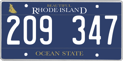 RI license plate 209347