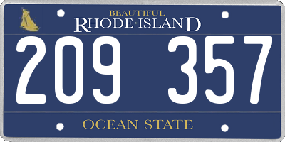 RI license plate 209357