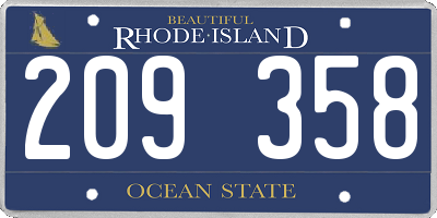 RI license plate 209358
