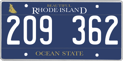RI license plate 209362