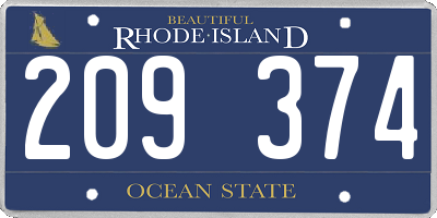 RI license plate 209374
