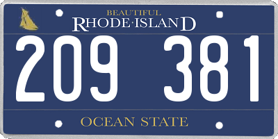 RI license plate 209381