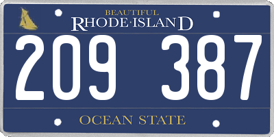 RI license plate 209387