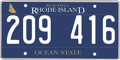 RI license plate 209416