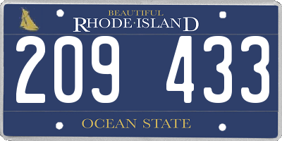 RI license plate 209433