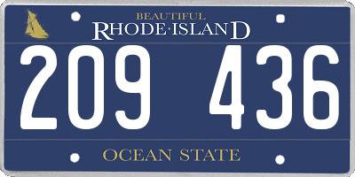 RI license plate 209436