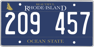 RI license plate 209457