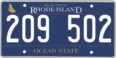 RI license plate 209502