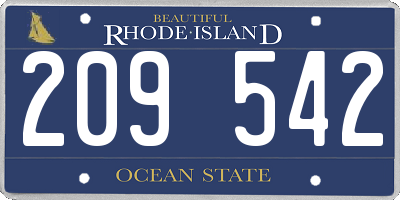 RI license plate 209542