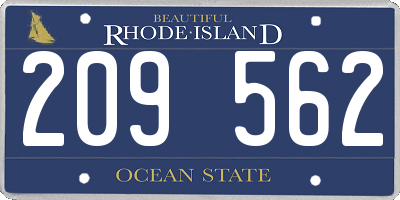 RI license plate 209562