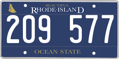 RI license plate 209577