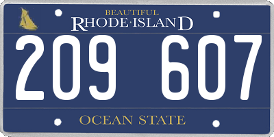 RI license plate 209607