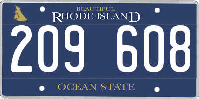 RI license plate 209608