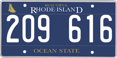 RI license plate 209616