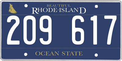 RI license plate 209617