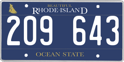 RI license plate 209643