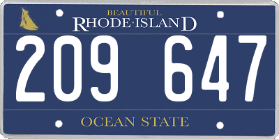 RI license plate 209647