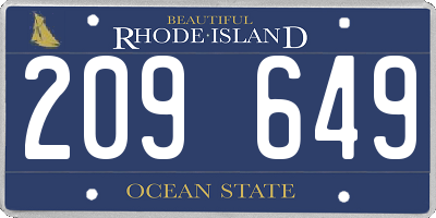 RI license plate 209649
