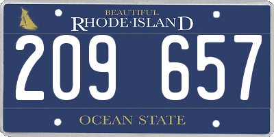 RI license plate 209657