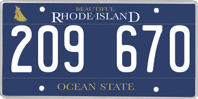 RI license plate 209670