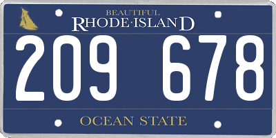 RI license plate 209678