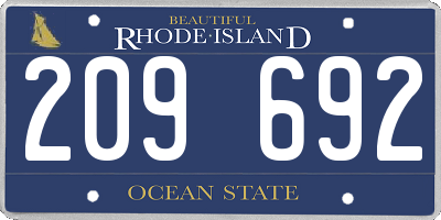 RI license plate 209692
