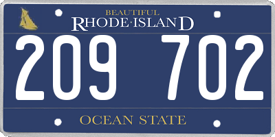 RI license plate 209702