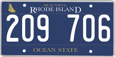 RI license plate 209706