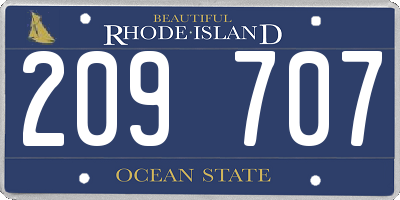 RI license plate 209707