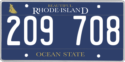 RI license plate 209708
