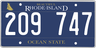 RI license plate 209747