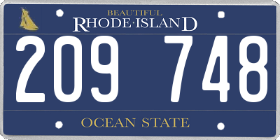 RI license plate 209748
