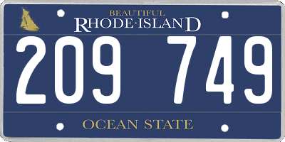 RI license plate 209749