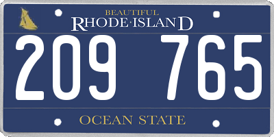RI license plate 209765
