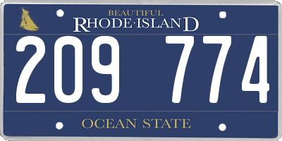 RI license plate 209774
