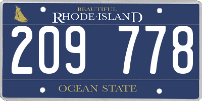 RI license plate 209778