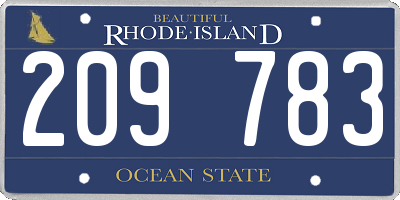 RI license plate 209783