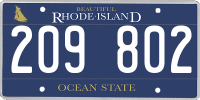 RI license plate 209802
