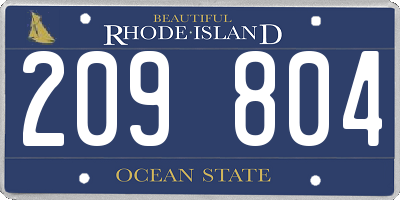 RI license plate 209804