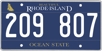 RI license plate 209807